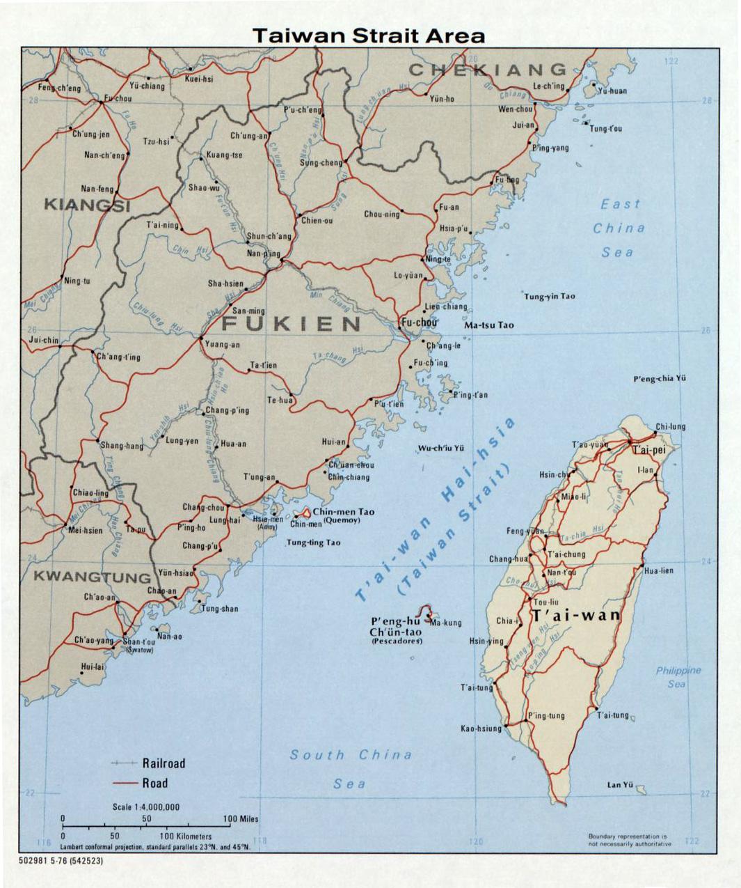 Taiwan strait map - Map of Taiwan strait (Eastern Asia - Asia)