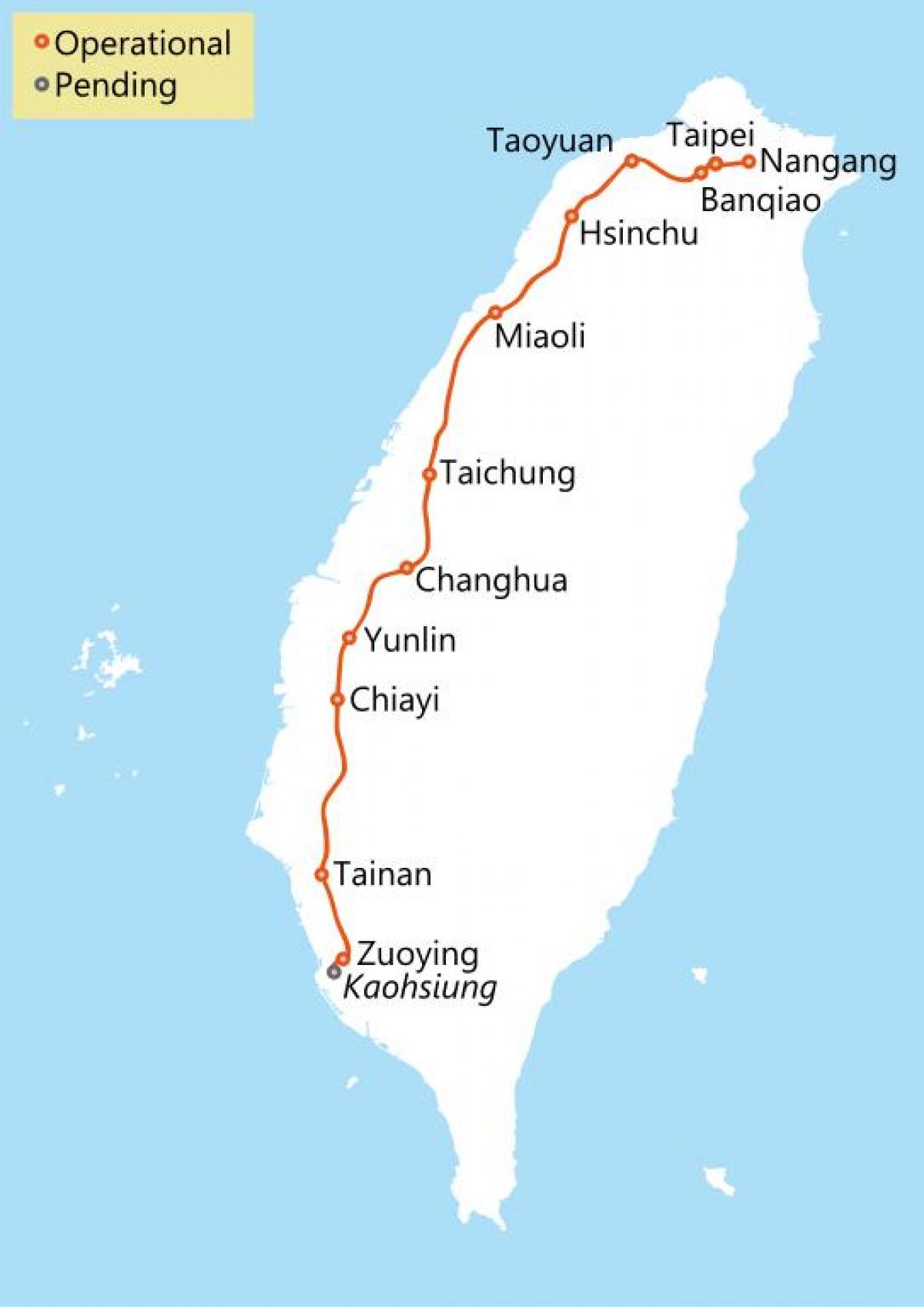 Taiwan high speed rail route map