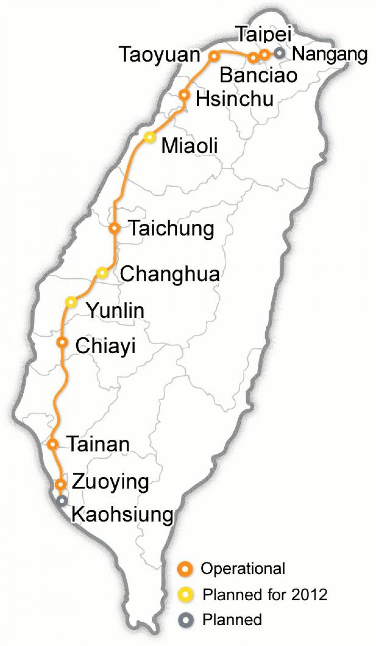 Taiwan bullet train map