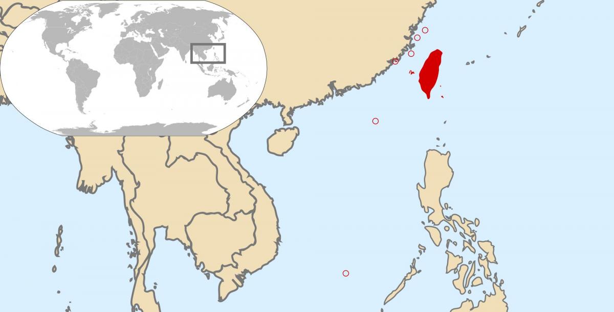 world map showing Taiwan