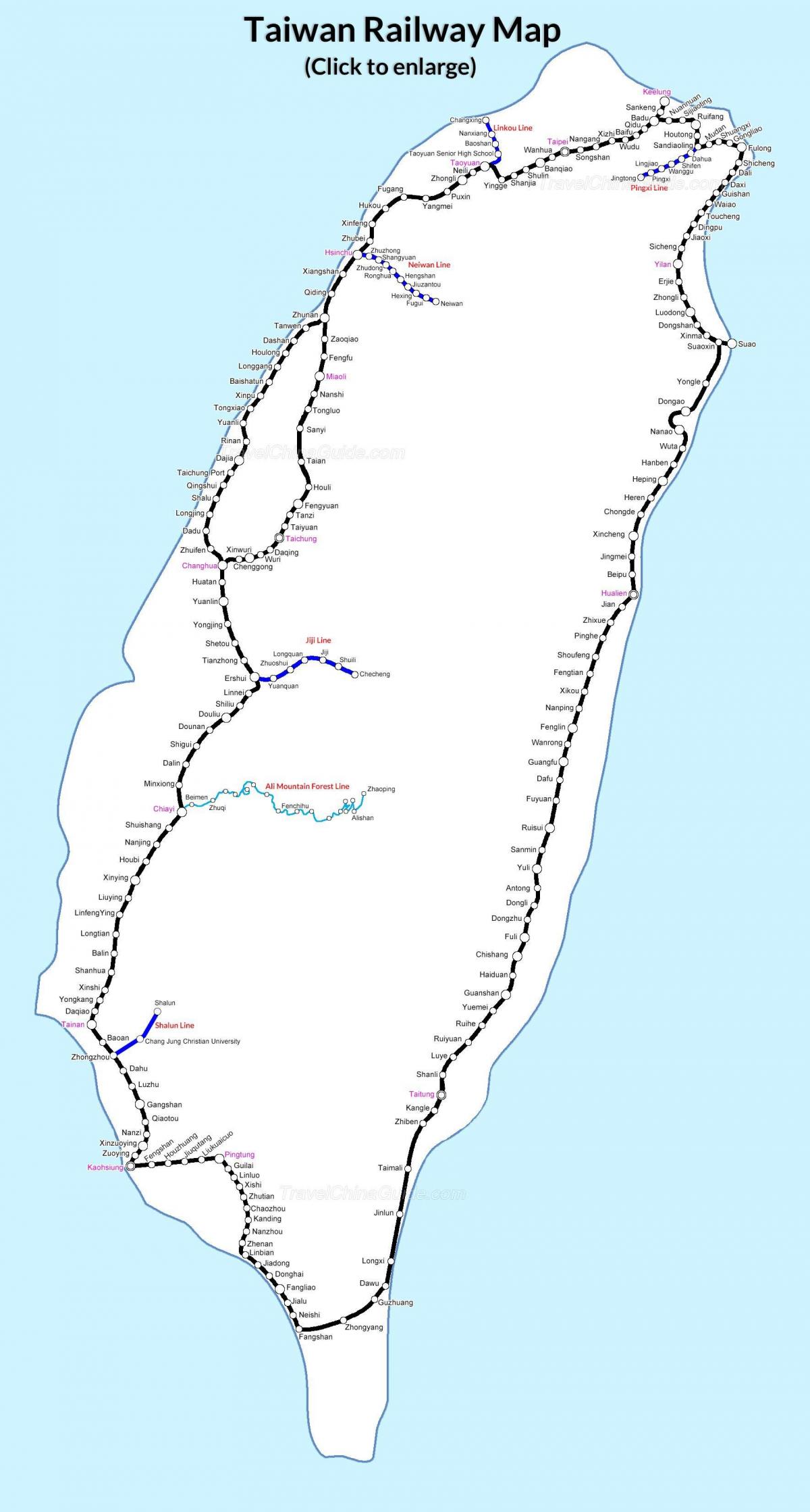 Taiwan railway train station map