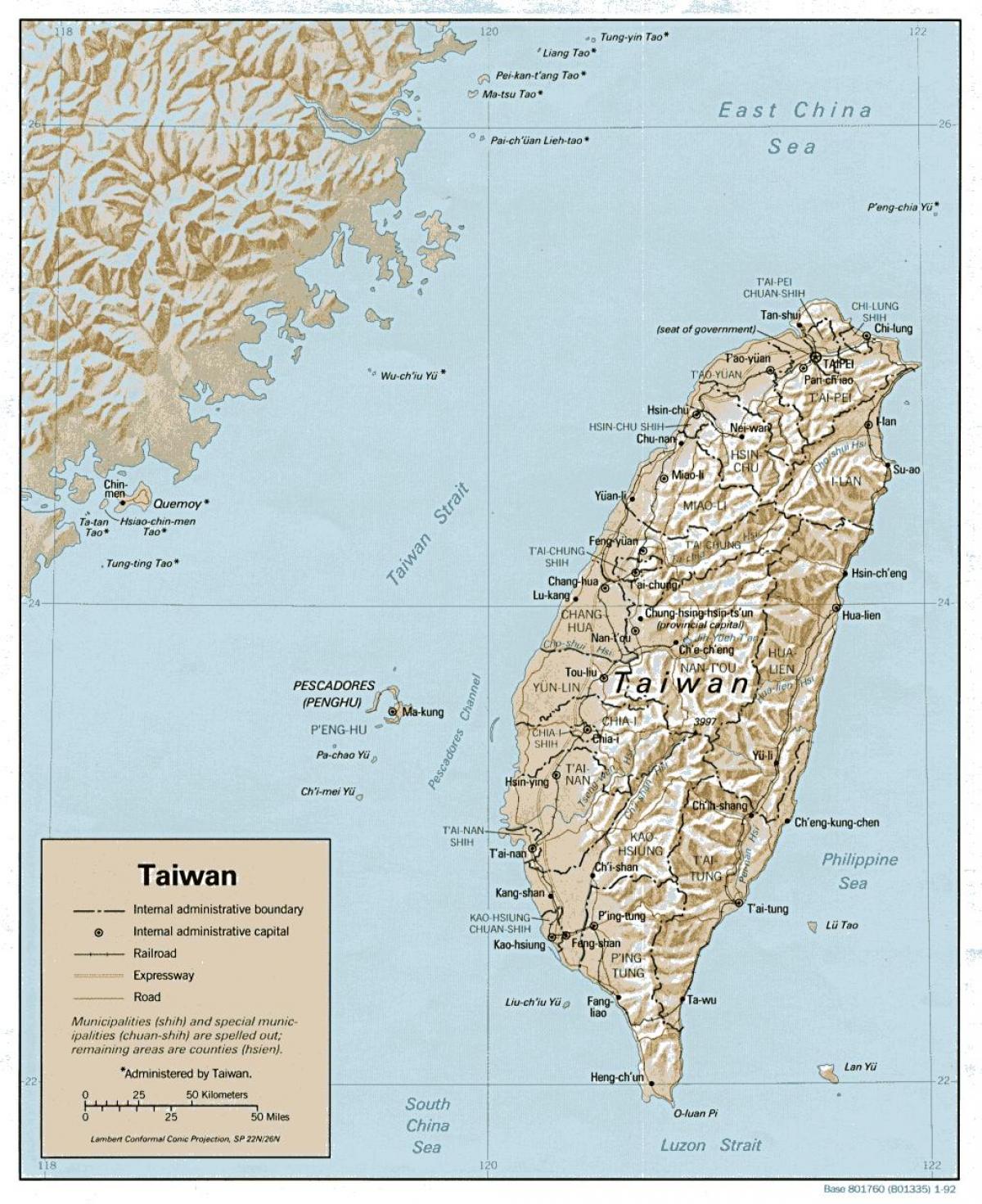 Map of Taiwan topographic
