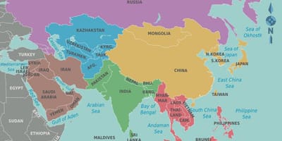 Map of Taiwan and surrounding countries