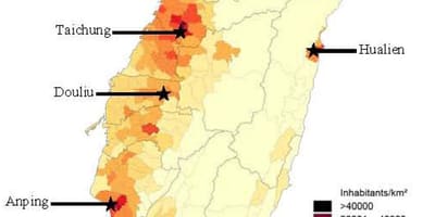 Taiwan population density map